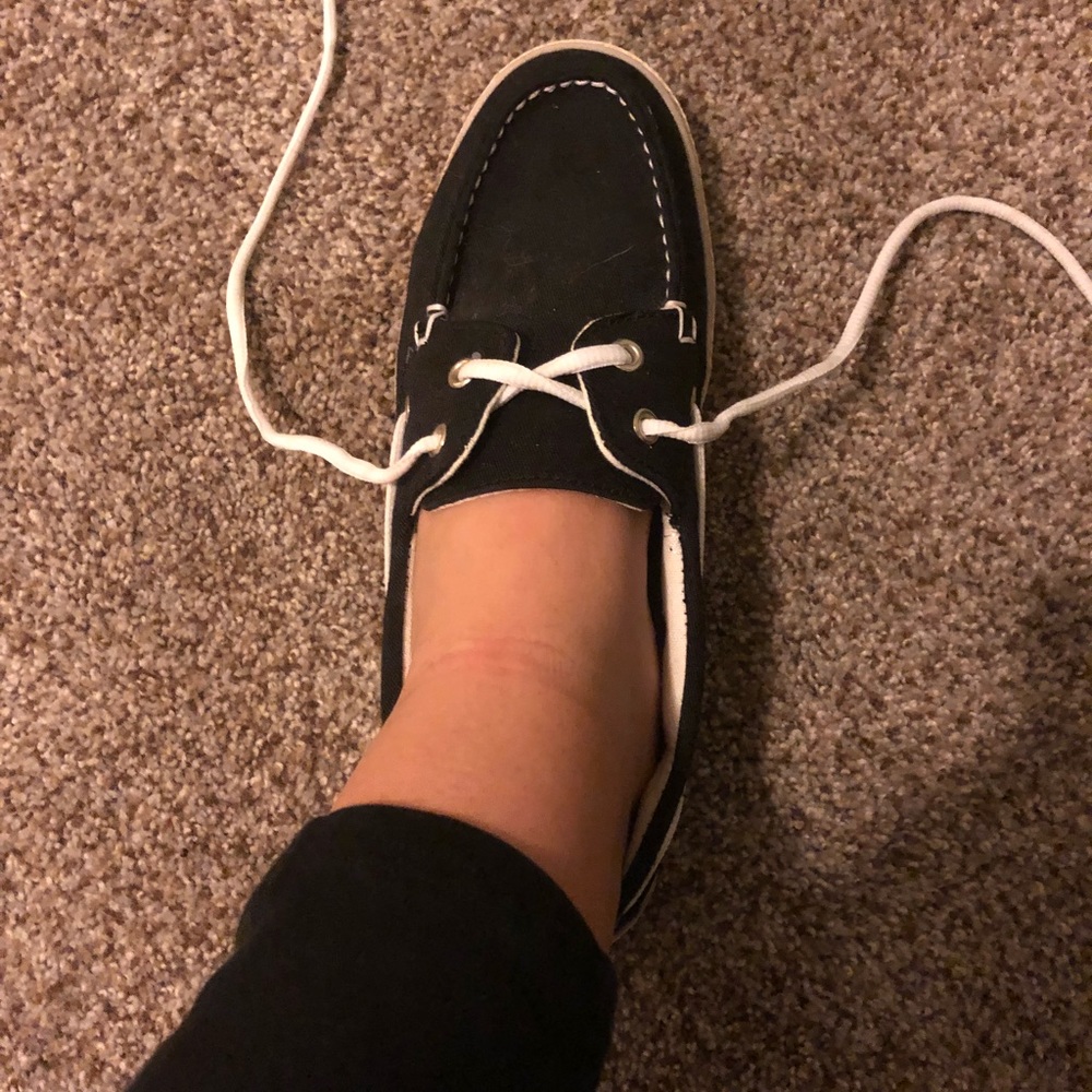 Black and white off brand sperrys